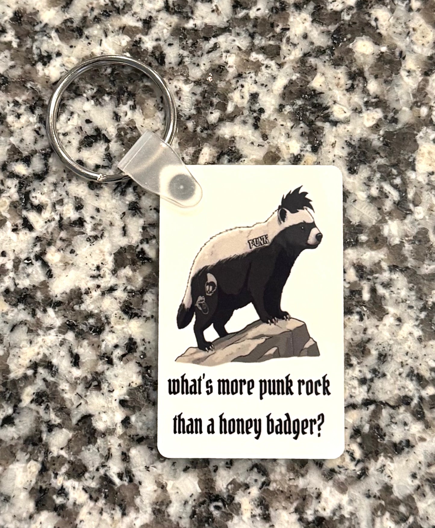 Honey Badger Wooden Keychain