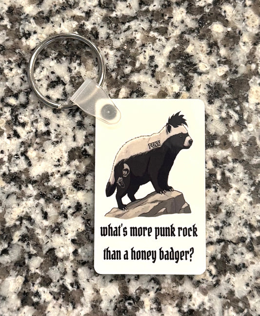 Honey Badger Wooden Keychain